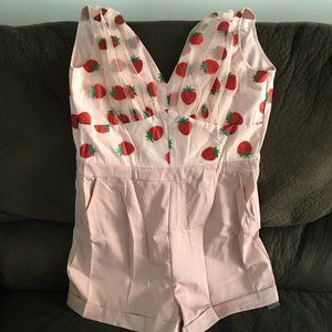 Retro Strawberry Lace Romper